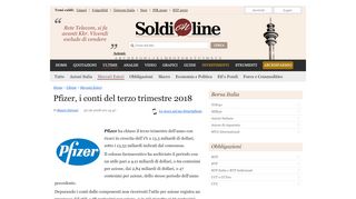 
                            11. Pfizer, i conti del terzo trimestre 2018 | SoldiOnline.it