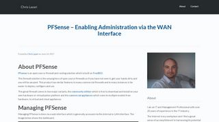 
                            3. PFSense - Enabling Administration via the WAN Interface - Chris Lazari