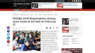 
                            9. PGDBA 2019 Registrations closing soon: Exam to be held on ...