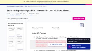 
                            11. phar518-mrphysics-quiz-soln - PHAR 518 YOUR NAME Quiz MRI ...