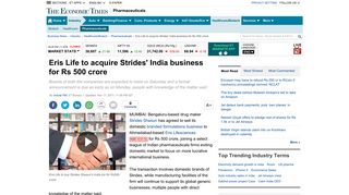 
                            12. pharma deals: Eris Life to acquire Strides' India business for Rs 500 ...