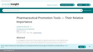 
                            12. Pharmaceutical Promotion Tools — Their Relative Importance ...
