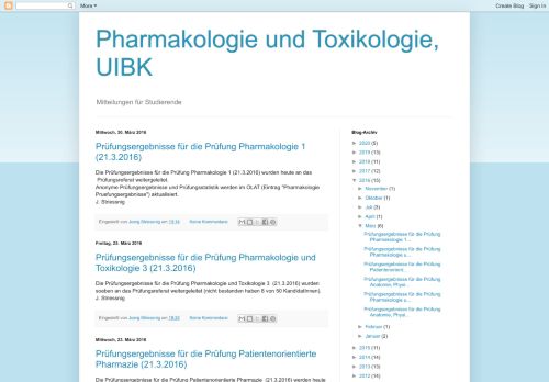 
                            8. Pharmakologie und Toxikologie, UIBK: März 2016