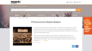 
                            6. Philharmonie Baden-Baden Tickets - alle Termine auf einen Blick ...