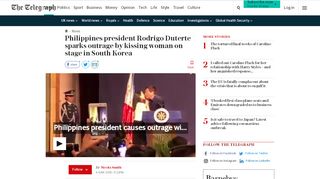 
                            12. Philippines president Rodrigo Duterte sparks outrage by kissing ...