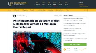 
                            10. Phishing Attack on Electrum Wallet Nets Hacker Almost $1 Million in ...