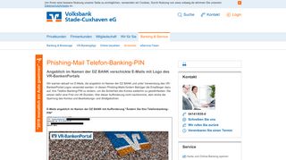 
                            11. Phishing-Mail Telefon-Banking-PIN - Volksbank Stade-Cuxhaven eG
