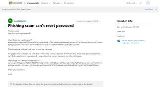 
                            4. Phishing scam can't reset password - Microsoft Community