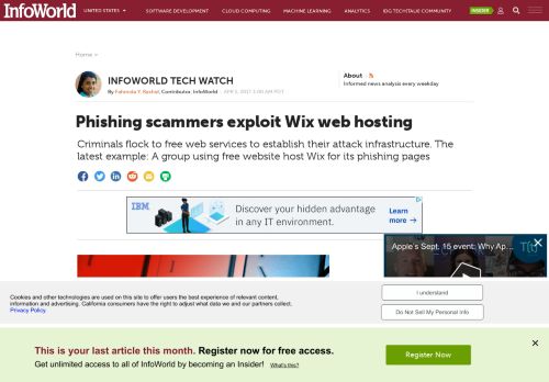 
                            7. Phishing scammers exploit Wix web hosting | InfoWorld