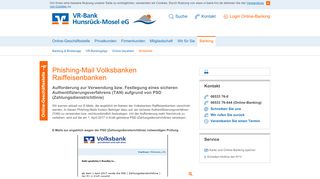 
                            9. Phishing-Warnung Mitteilung Volksbank Konto - VR-Bank Hunsrück ...