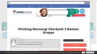 
                            11. Phishing-Warnung! Oberbank 3 Banken Gruppe • mimikama