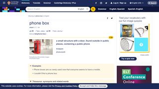 
                            9. PHONE BOX | definition in the Cambridge English Dictionary