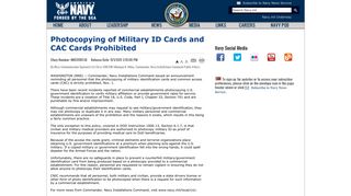 
                            11. Photocopying of Military ID Cards and CAC Cards Prohibited - Navy.mil