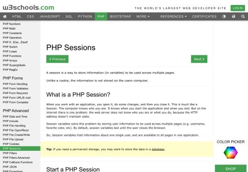 
                            4. PHP 5 Sessions - W3Schools