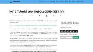 
                            11. PHP 7 Tutorial with MySQL: CRUD REST API | Techiediaries
