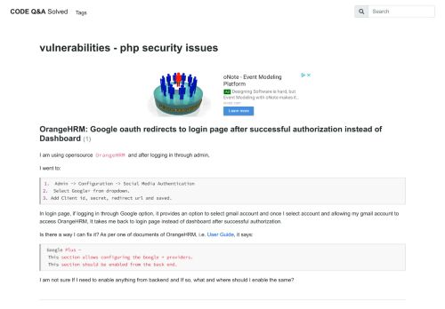 
                            4. php 7.0 30 - OrangeHRM: Google oauth redirects to login page after ...