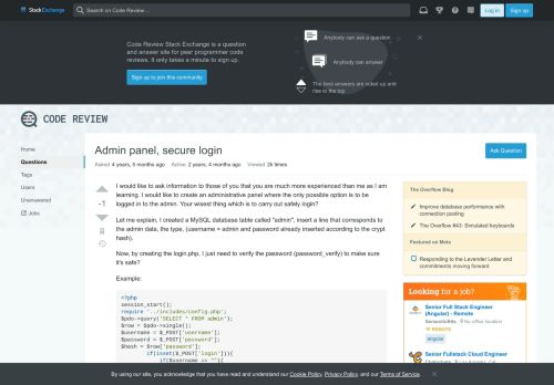 
                            9. php - Admin panel, secure login - Code Review Stack Exchange