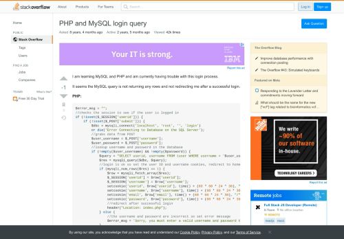 
                            1. PHP and MySQL login query - Stack Overflow