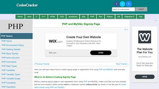 
                            12. PHP and MySQLi SignUp Page - Codescracker