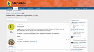 
                            2. PHP-Befehl zur Erstellung einer CSV-Datei | tutorials.de