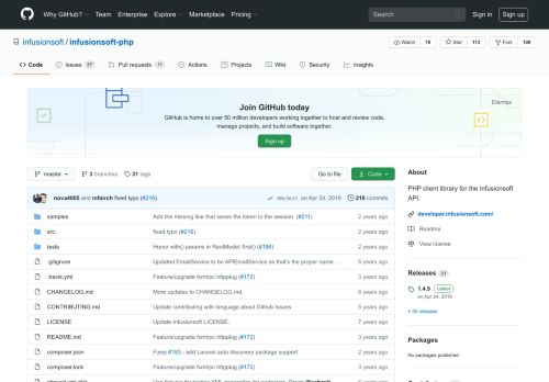 
                            10. PHP client library for the Infusionsoft API. - GitHub