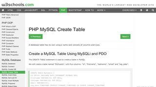 
                            7. PHP Create MySQL Table - W3Schools