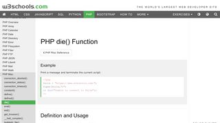 
                            6. PHP die() Function - W3Schools