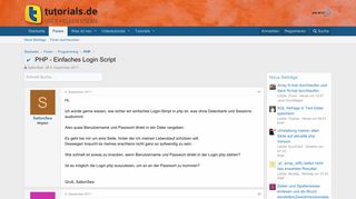 
                            2. PHP - Einfaches Login Script | tutorials.de