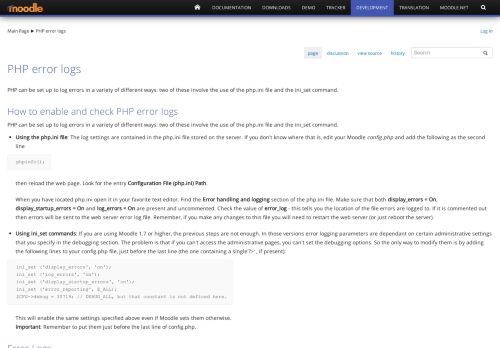 
                            9. PHP error logs - MoodleDocs