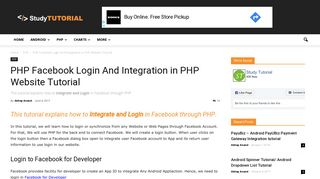 
                            6. PHP Facebook Login And Integration in PHP Website Tutorial | Study ...
