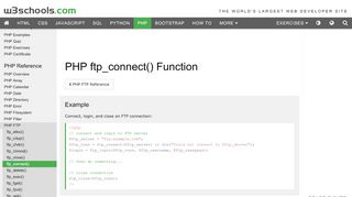 
                            4. PHP ftp_connect() Function - W3Schools