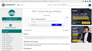 
                            6. PHP Function file_get_contents() - Tutorialspoint