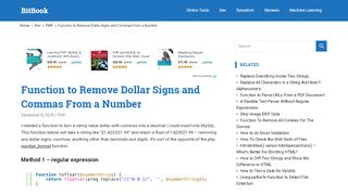 
                            12. PHP - Function to Remove Dollar Signs and Commas From a Number ...