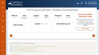 
                            9. PHP-Fusion 6.00.306 - Multiple Vulnerabilities - Exploit Database