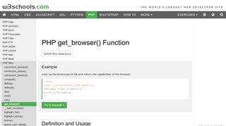 
                            6. PHP get_browser() Function - W3Schools