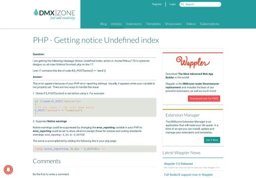 
                            13. PHP - Getting notice Undefined index - FAQs - Articles - DMXzone.COM