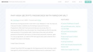 
                            11. PHP Hash (bcrypt) Passwords with Random Salt · Greg Boggs