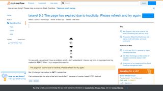 
                            2. php - laravel 5.5 The page has expired due to inactivity. Please refresh ...