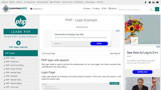 
                            3. PHP Login Example - Tutorialspoint