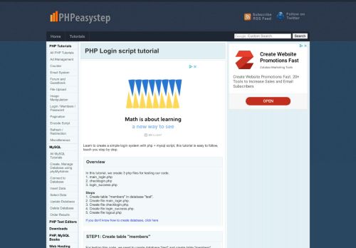 
                            5. PHP Login script tutorial - PHPeasystep