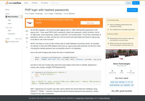 
                            1. PHP login with hashed passwords - Stack Overflow