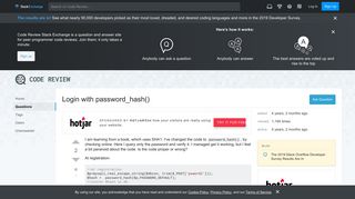 
                            7. php - Login with password_hash() - Code Review Stack Exchange