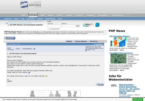 
                            9. php mit PHP Dateien zum Download anbieten