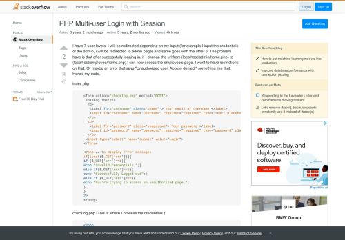 
                            8. PHP Multi-user Login with Session - Stack Overflow