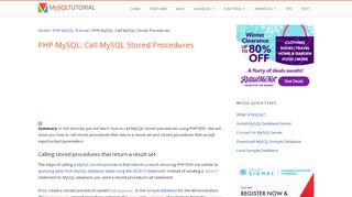 
                            11. PHP MySQL: Call MySQL Stored Procedures - MySQL Tutorial