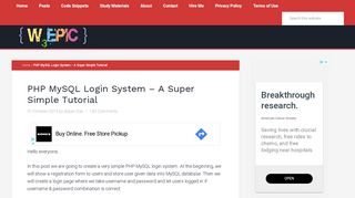 
                            1. PHP MySQL Login System - A Super Simple Tutorial - W3Epic
