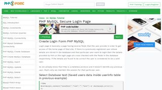 
                            8. PHP MySQL Secure Login Page - MySQL - Phptpoint.com