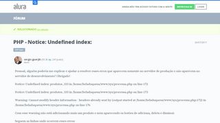 
                            11. PHP - Notice: Undefined index: | Alura - Cursos online de tecnologia