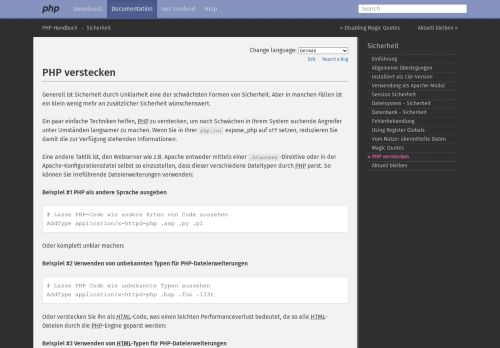 
                            12. PHP: PHP verstecken - Manual