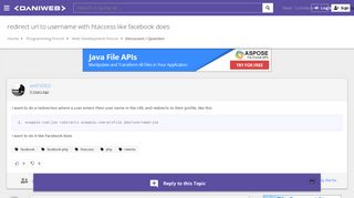 
                            3. php - redirect url to username with htaccess like ... | DaniWeb